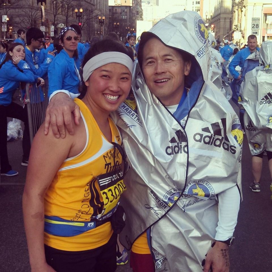 Mackenzie and Steven Loy after completing the Boston Marathon a year after 2013 bombings stopped their race. Mackenzie and Steven Loy after completing the Boston Marathon a year after 2013 bombings stopped their race.